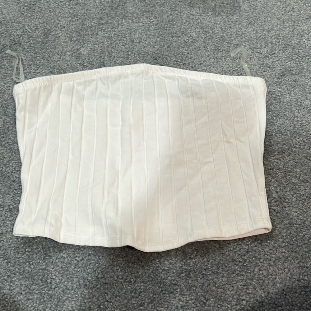 Bozzolo White Ribbed Tube Top